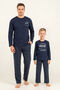 Father Son Let the Adventure Begin Navy Blue Long Sleeve Pajama Set Ar3827-A-V1