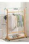 CozyNest Simple Trending Natural Wood Garment Rack with Storage Shelves, Rolling Wooden Clothes Organizer on Wheels for Hanging Clothes - 5