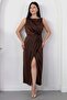 Square Neck Ruched Waist Slit Dress YZC25Y223 - 6