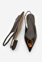 Women's Pointed Toe Open Back Strap Gold Metal Heel Buckle Ballerinas Vilsa Brown - 8