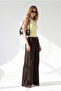 Women's Yellow Halter Neck Chain Decorated Fitted Stretchy Ribbed Blouse Blz-19003420 - 3