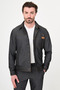 Straight Slim Fit Shirt Collar Zippered Men's Coat Pants Black - 17168.26Y - 6