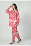 Red Swirl Print Modest Co-Ord Set Japanese Satin Trendy Modest Western Wear - 2