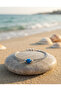 Silver Color Ball Blue Stone Steel Anklet - 2