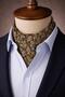 Yellow Navy Blue Shawl Pattern Italian Silk Ascot Tie Sac106