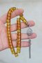 Yellow Colored Drop Silver Tassel Wheel Cut Nefrit Stone Prayer Beads 201025708 - 2