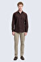 Brown Slim Fit Pin Collar 100% Cotton Long Sleeve Sports Shirt - 2
