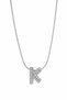 Gray Color Steel Necklace with Zircon Stone Letter K Detail - Stylish and Modern Design