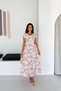 Women's Pink Round Neck Floral Midi Length Waist Tie Dress Nbk4616 - 3
