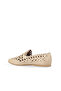 Beige Leather Women's Flat Shoes - 5