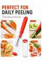 Fruit And Vegetable Peeler 2 In 1 | 20cm Stainless Steel Blade Peeling Tool | Plastic Storage Cup | Carrot Potato Cucumber Apple Peeler - 5