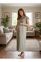 New Season Green Summer Lace Detailed Full Length Design Buttoned Short Sleeve Maternity Maternity Dressing Gown Nightgown Set - 5