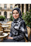 Patterned Cotton Soft Shawl Black and White Vera Series - Mira İpek - 2