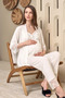New Season Ecru Summer Elegant Lace Detailed Design Thin Straps Buttoned Maternity Pajama Set - 6