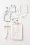 Baby Heart Bear 100% Cotton Newborn 7-Piece Double-Layer Blanket Hospital Discharge Bodysuit Set