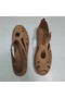 100% Genuine Leather Inside and Out, Tan Color Velcro Sandals - 6