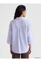 Xside Blue Striped Linen Blend Women's Shirt - 4