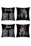 Kıral Lion Crown Patterned 4-Piece Throw Pillow Cover Set - 3