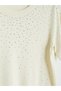 Lcw Comfort Ecru Crew Neck Stoned Women's Knitwear Sweater - 6