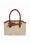 Duarte Belt Detailed Straw Handbag and Crossbody Bag Brown