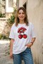 Women's Cherry and Lip Printed White T-Shirt Cherry Lips Aesthetic Cotton T-Shirt