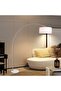 Modern Arc Floor Lamp 208cm Tall with Adjustable Lamp Head, Fabric Shade, Marble Base, E27 Socket - 8