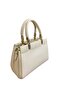 Simple and Stylish Accessory Detailled Bag with Hand Grip and Crossbody Strap Cream