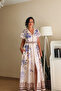 Pastel Patterned Low-Sleeve Long Dress - 2