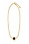 Roman Numeral Black Stone Detailed Gold Color Snake Chain Stainless Steel Women's Necklace