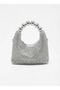 Women's Luxury Rhinestone Mini Handbag – Crystal Embellished with Beaded Handle & Detachable Chain