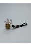 Fengshui Gold Money Pouch Pink Quartz Natural Stone Keychain - 2