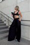 Black Pleated Pocketed Extra Wide Leg Women's Modal Trousers - 2
