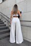Beige Pleated Pocketed Extra Wide Leg Women's Modal Trousers - 5
