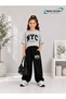 Summer Girls Boys Unisex Kids Nyc Printed Black Sweatpants and T-Shirt
