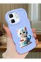 Infinix Hot 50I Compatible Case Camera Protector Blue Silicone Couple Phone Case Cat Pattern