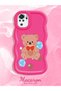 Redmi Note 10 4g Compatible Case with Camera Protection Red Silicone Couple Phone Case Bear Pattern - 2
