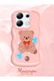 Redmi Note 13 4g Compatible Case Camera Protector Pink Silicone Couple Phone Case Bear Pattern - 2