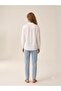 Asso Floral Detailed White Linen Blouse 9780 - 4