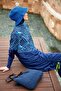 Full Covered Parachute Hijab Swimsuit 4 Pieces - Navy Blue |   M2427 - 5