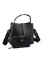 Women's Wallet and Shoulder Bag Combination with Lock Detail in Black-Tan