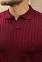 Men's knit pattern collar short sleeve knitwear t-shirt - 4