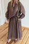 Brown Wrinkled Shirt Skirt Set - 51159 - 2