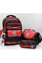 493 Waterproof Fabric Boys' Primary School Bag 3-Piece Set School Bag Red-Black