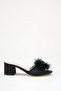 Lace Detailed Feathered Bridal Slippers Black Thick Heeled Wedding Engagement and Dowry Slippers - 5