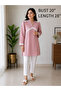 - Dusty Rose Cotton Jacquard Modest Shirt with Lace Detail - 2