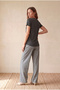 Women's Medium Gray Melange Viscose / Polyester Blend Regular Fit V-Neck Short Sleeve T-Shirt Ellis - 5