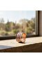 Copper Blue Red Checkered Pattern Wide Form Adjustable Ring - 8