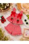 Baby Girl/Kids Gingham Strawberry Appliqué Shorts Set of 2 – Ruffled Summer Cotton Set with Straps