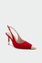 Bolga Gold Detailed Women's Red Heeled Shoes - 2
