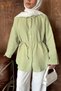Women's 100% Cotton Muslin Oversize Hijab Shirt Tunic Green - 8